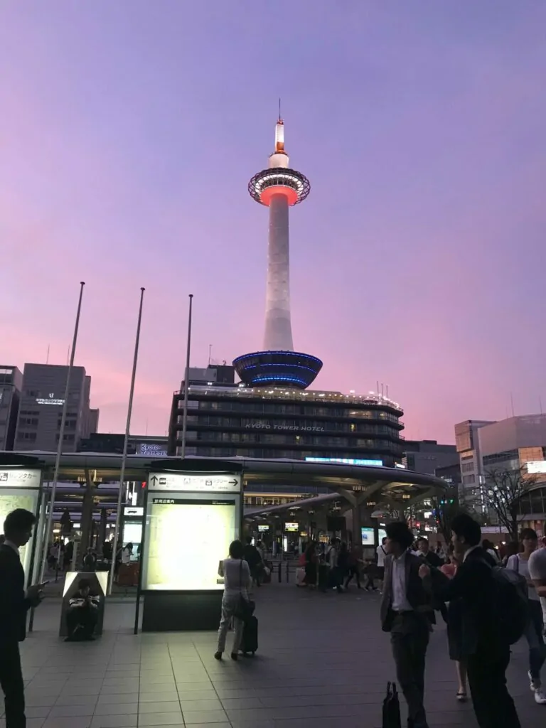 Kyoto Tower in the evening